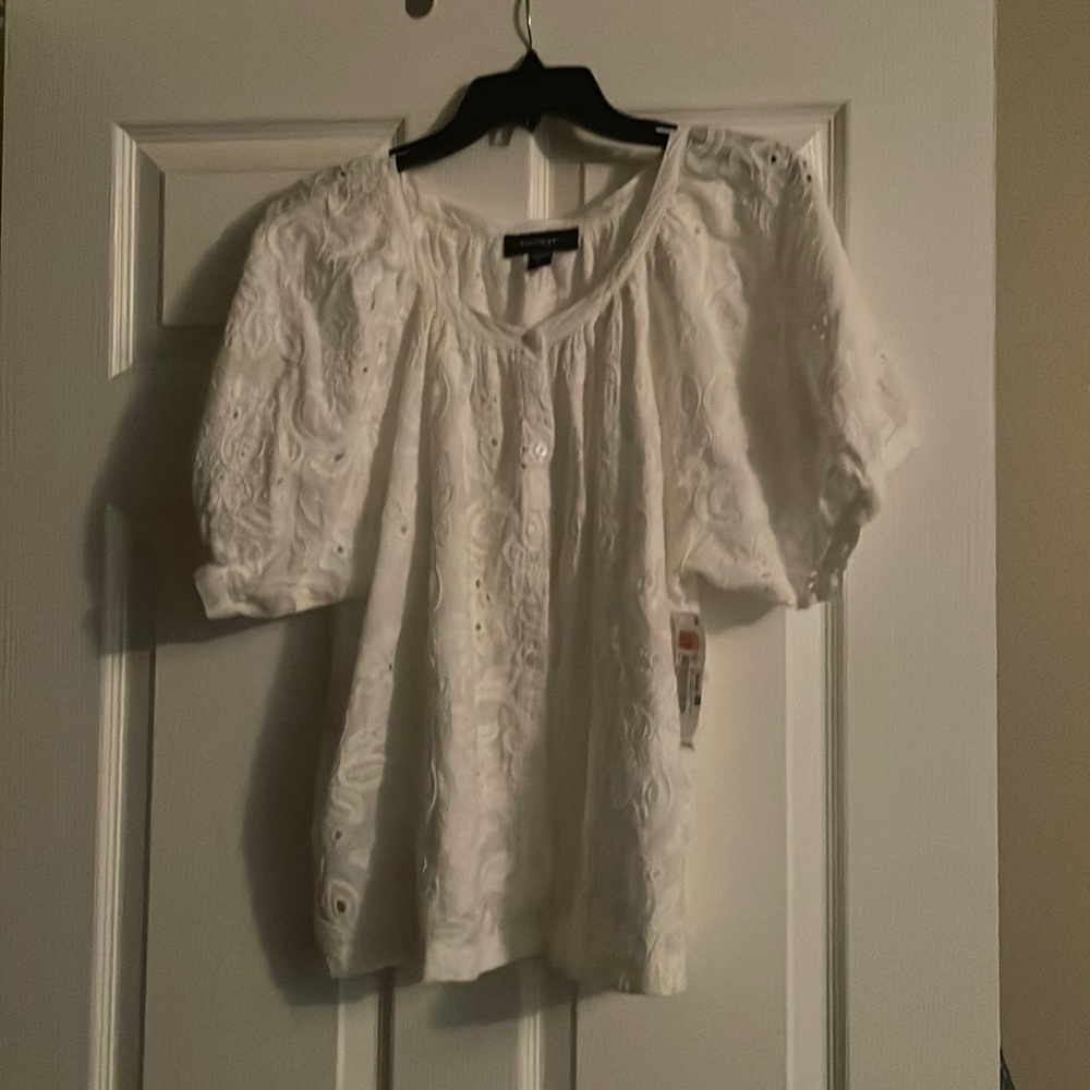 Beautiful linen eyelet blouse